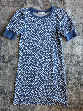LOFT Blue and White Polka Dot Knit Dress XXS Petite